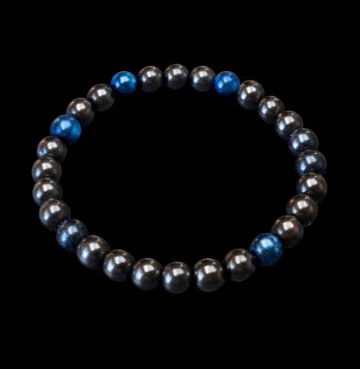 HÄMATIT Kugelarmband Tigerauge blau