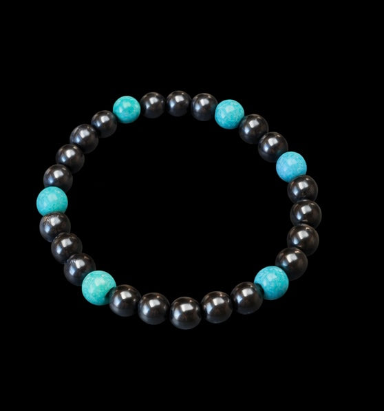 HÄMATIT Kugelarmband Howlith blau