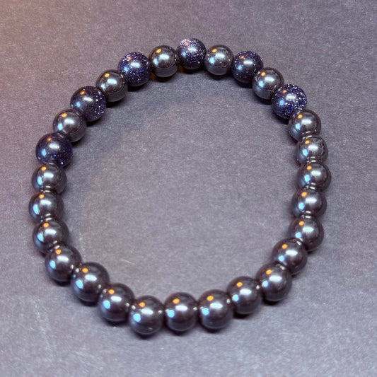 HÄMATIT Kugelarmband Blaufluss